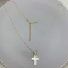Pendant Necklaces Classic Religious Cross Necklace For Women 2021 Fashion White Mother of Pearl Shell Pendant Neck Chain Gift Jewelry G230206