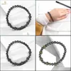 Brins de perles faits à la main 6 mm brillant noir nature pierre perles bracelet pour femmes hommes élastique bijoux cadeau en gros livraison directe Brac Dhmxk