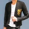 Мужские костюмы Blazers Night Show Мужской корейский стилист моды Blazer Slim Fit Значок вышитый