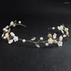 Tocados Novia Perla Diamante de imitación Accesorios para el cabello Diadema Vestido de gasa blanca Tocado Joyería nupcial Boda