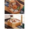 Storage Boxes Solid Wood Snack Box Chinese Style Divided Grid Dried Fruit Tray Vintage Ornament For Home Living Room Candy Nut Melon Case