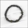 Brins de perles faits à la main 6 mm brillant noir nature pierre perles bracelet pour femmes hommes élastique bijoux cadeau en gros livraison directe Brac Dhmxk