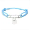 Charm Bracelets Boyish Classic Fashion Smooth Rope Bracelet Lock Element Couple For Men And Women Charming Jewelry Gifts Drop Deliver Dh2Mc