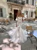 Seksowne sukienki ślubne syreny syreny z rękawów na ramię elegancka suknia ślubna Boho country berta 2023 Backless vestido de novia