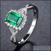 Solitaire Ring Imitate Emerald Square Shape Inlay Rings Fashion Women Engagement Opening Simple Jewelry Gift 763 Q2 Drop Delivery DHT9C