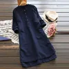 Casual Dresses Women Vintage Long Sleeve Solid Mini Dress 2023 Autumn Cotton Shirt Vestido Top Blusas Robe Feminina sundressCasual