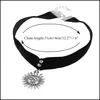 Chokers w stylu Korea Veet Vintage Sier Bronze Sun Charm Choker Naszyjnik dla kobiet gotycki wisiorek czarny biżuter