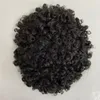 Remplacement de cheveux humains vierges malaisiens # 1b 15mm Curl 7x9 Toupee Full Lace Units pour hommes noirs