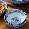 Bowls Chinese Style Ceramic Tableware Blue And White Porcelain Bowl Instant Noodle Ramen Soup Home El Kitchen Dinnerware