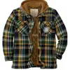 Men's jacket jacket fashion warm wool thick plaid jacket 2023 winter fashion cotton jacket plaid long-sleeved loose hooded jacket jacket