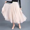 Skirts Fairy Womens 2023 Spring 3 Layers Princess Tulle Mesh Pleated Skirt Saia Female Jupe Tutu Faldas Mujer Moda