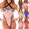 مجموعة مثيرة للسيدات 1 قطعة عارية الذراعين bodysuit الرسن عن الرقبة الدانتيل حتى teddy teddy lightie lingerie صيد الأسماك شبكة داخلية y2302