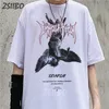 Homens camisetas Harajuku arte caído anjo mens t-shirt verão legal unisex hip hop engraçado impresso camiseta casual camiseta streetwear tops 230206