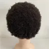 マレーシアの処女人間の髪のピース4mmアフロQ6 Toupee＃1B黒人男性用のカラーレースユニット