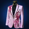 Herrenanzüge Blazer Rosa Smoking Jacke Hose Perlen Herren Bühnenmode Smoking Hochzeit Plus Größe 4XL Königsblau Weiß Schwarz Rot Bräutigam 230206