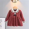 Große Qualität Baby Mädchen Gestrickte Prinzessin Kleider 2023 Frühling Herbst Buchstaben Gedruckt Kinder Langarm Kleid Kinder Bowknot Kleid 1-6 Jahre