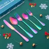 Dinnerware Sets 20PCS Household Tableware Set Stainless Steel Reusable Cutlery Knife Fork Spoon For Dinner Party Wedding Christmas Gift