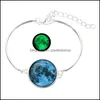 Braccialetti con ciondoli Gioielli con bracciale in cristallo Glow In The Series Planet Glass Cabochon Yzedibleshop Drop Delivery Dhovp