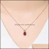 Pendant Necklaces Rose Gold With Round Ruby Zircon Gemstone Heart Necklace For Women Wedding Gift Jewelr Yzedibleshop Drop Delivery Dhu1J