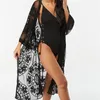 Sarongs sexy voir à travers les femmes Summer Beach Wear Bikini Wrap Robe en dentelle Couverture Pareo Page Long Kimono Cardigan N767