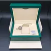 Scatola per orologi verde scuro di alta qualità Custodia regalo in legno per orologi Libretto Etichette e documenti in inglese Scatole per orologi svizzeri ship211o