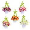 Flores decorativas grinaldas artificiais penduradas com balde de tulipa falsa sinal de boas -vindas Sinal Happy Spring para o dia das mães Decorma da parede da porta da frente