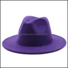 Wide Brim Hats Allmatch Autumn Winter Fedora Hat Solid Color Wool Felt For Men Panama Party Trilby Church 556 T2 Drop Delivery Fashi Dhew6