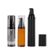 Commercio all'ingrosso 15 ml 30 ml 50 ml Nero opaco Marrone marrone Flacone sottovuoto nero trasparente Flacone spray per lozione in plastica tipo AS a compressione PP