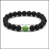 Beaded Strands Lava Stone Beads Armband Natural Black Essential Oil Diffuser Elastic Armband Vulkanic Rock Beaded Handstr￤ngar Y DHPUP