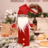 Christmas Decorations HAPPYXMAS/Haobeishu No Face Dolls Wine Bottles Set Champagne Embroidery Old Man's Toys Bags Restauran