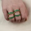 Eheringe 2023 Sommermode Versprechen Verlobungsschmuck Gepflasterter grüner Stein Goldfarbe Multi Wrap Fingerring für Frauen