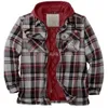 Men's jacket jacket fashion warm wool thick plaid jacket 2023 winter fashion cotton jacket plaid long-sleeved loose hooded jacket jacket