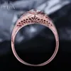 Bagues de cluster HELON Solide 14K Rose Gold Round Cut 4mm Véritable Moissanites Bague de fiançailles Fine Mariage Vintage Antique Solitaire Bijoux