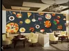 Wallpapers hamburger snel restaurant behang 3d muur muurschildering voor muren woonkamer slaapkamer decor pizza coffeeshop papier