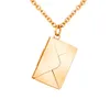 Colares de pingentes MylongingCharm aço inoxidável colar de envelope de aço com amor seu cartão dentro do ouro de aço rosa de ouro G230206