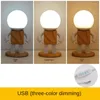 Lampes de table Mignon Robot Lampe de bureau USB Nordique Moderne Créatif En Bois LED Enfants Bébé Enfants Chambre Chevet Mini Veilleuses Décor