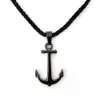 Pendanthalsband Runda Men's Rope Halsband Black Nylon Chain med Anchor Pendant Justerbar storlek 50 cm Nautisk stil Anpassa smycken för män G230206
