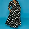 Robes décontractées Automne Maxi pour femmes taille haute robe à manches longues Polka Dot Dames Bureau Plus Taille Drop WholesaleCasual