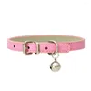 Dog Collars PU Leather Cat Collar Reflective Bell Harness Cute Pet Necklace Accesorios Para Gatos Supplies