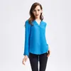 Women's Blouses & Shirts England Style 2023 Autumn Women Fashion Blusas Mujer V-Neck Solid Colors Thin Chiffon Blouse Elegant Tops Plus Size