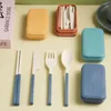 Ensembles de vaisselle 4 pièces ensemble de couverts de style japonais Portable Camping voyage couverts étui couteau fourchette cuillère accessoires de cuisine