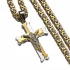 Hangende kettingen kruis hangende ketting nieuwe mode mannelijke sieraden trendy zilveren kleur goud kleur roestvrij staal dikke link byzantijn ketting choker g230206