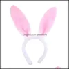 Headbands Cute Fluffy Rabbit Ears Headband For Women Halloween Easter Cosplay Hairband Headwear Female Bunny Hair Accessories 2171 T Dhjcw