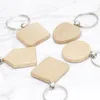 Handicrafts Party Favor Souvenir Plain DIY Blank Beech Wood Pendant Key Chain keychain With Key Ring