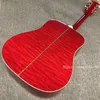 Guitare personnalisée, haut en épicéa massif, touche d'ébène, côtés de l'érable à flammes et dos, guitarras acoustiques de haute qualité de 41 pouces