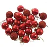 Decorações de Natal XD-24pcs Chiquebulos de Baubos Plain Glitter Ornament Ball Decoration Red