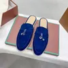 Loro Piano Designer Dames Men Kleedschoenen Beste kwaliteit Casual slippers voor dames mode -sandalen kasjmier loafers schoenen hoge elastische rundvlees pees bodem flatglaasjes