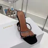 Amina Muaddi Rose Red Sandals 95mm Crystal Embelled Strap Spool Heels Heel For Slipper Women Summer Luxury Designers Shoes Sandals With Box