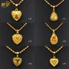 Pendant Necklaces XUHUANG 4Pcs Dubai 24K Gold Plated Heart Necklaces For Women Girls Jewelry Gift African Arab Charm Pendant Necklace Wedding Gift G230206