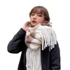 Шарфы 2023 Scarf Женская осенняя и зимняя классическая круга -пряжа сочетает в себе клетку Негабаритная платка с утолщенным теплым